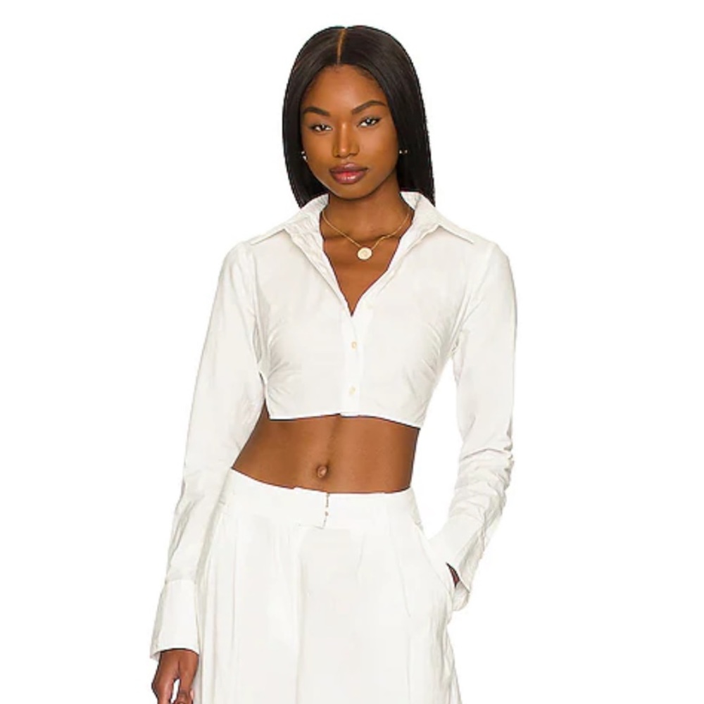 NWT Free People Revolve Ellen Button Down White Long Sleeve Top XS